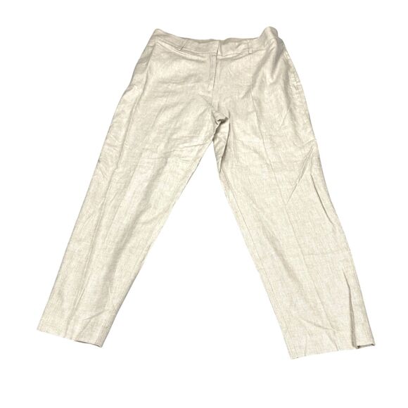 H & M Linen Blend Cropped Pants Womens 12 Beige Basic Coastal New $39.99 - Picture 1 of 13